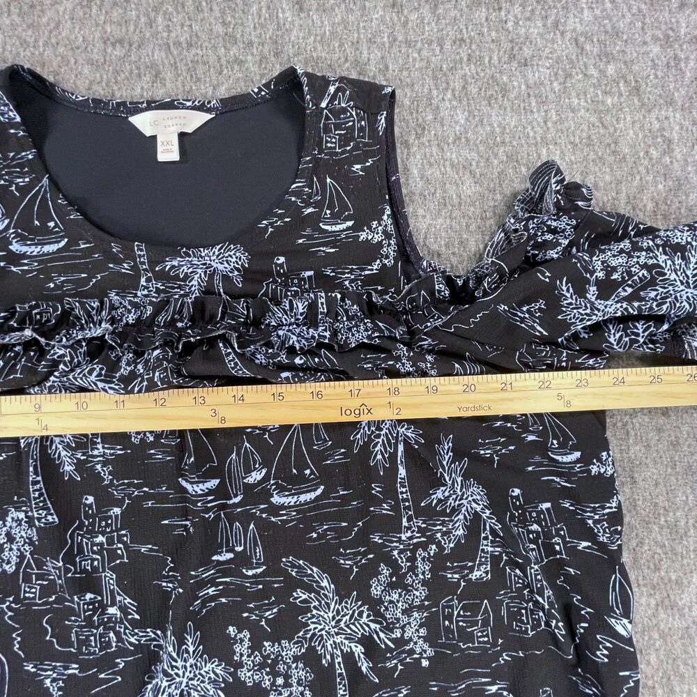 LC Lauren Conrad Toile Sailboat Palm Tree Dress XXL Coastal Resort Beach Summer - Picture 6 of 15